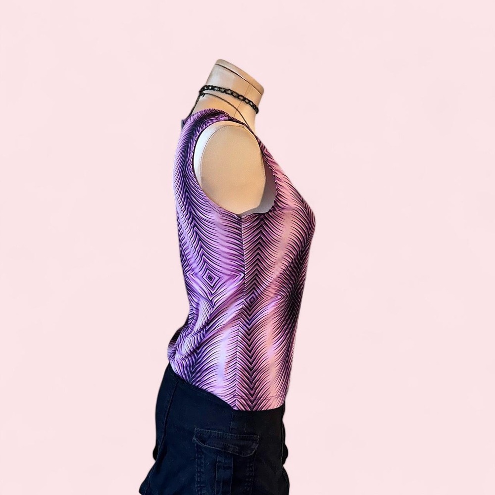 Bold purple and pink geometric print blouse - Picture 2 of 4